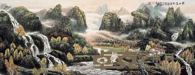 刘继才 燕西金秋 镜心 84×217cm